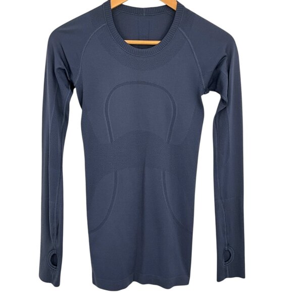 Lululemon Swiftly Tech Long Sleeve Crew Top Dazed Blue Size 4 Performance Run - Picture 1 of 5